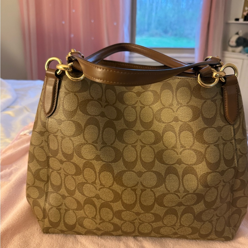Coach Brown Signature Canvas Shoulder Tote Hallie N° B2179 F80298